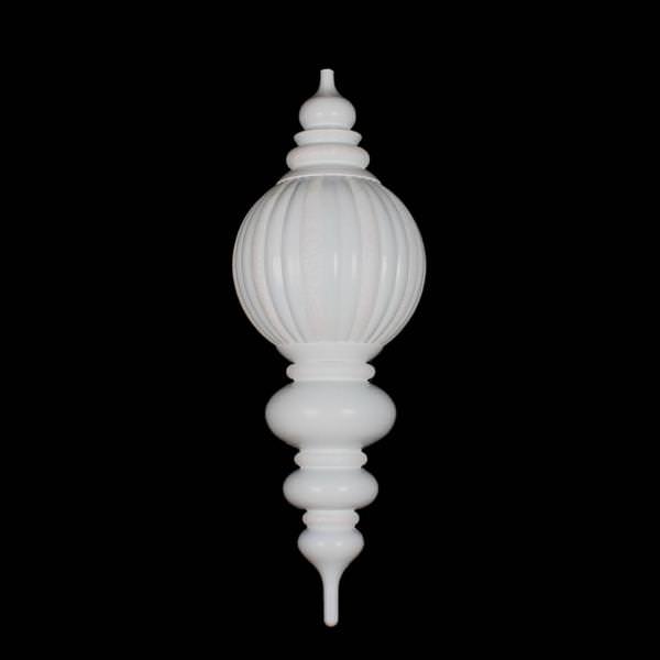 35" White Shiny Glitter Finial Ornament
