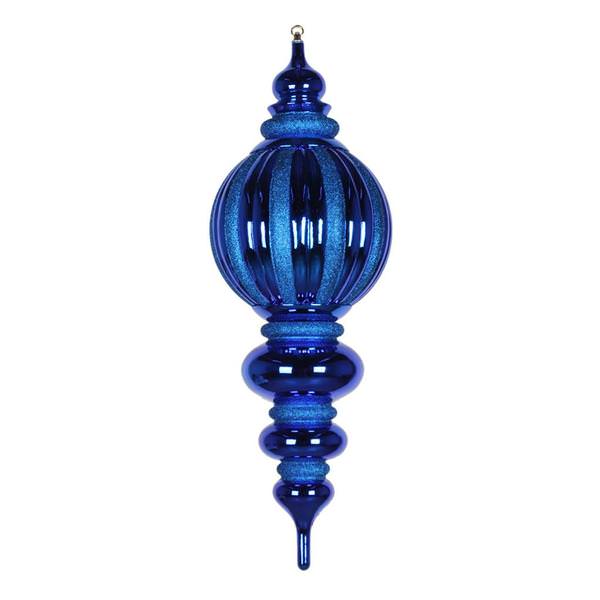 35" Blue Shiny Glitter Finial Ornament