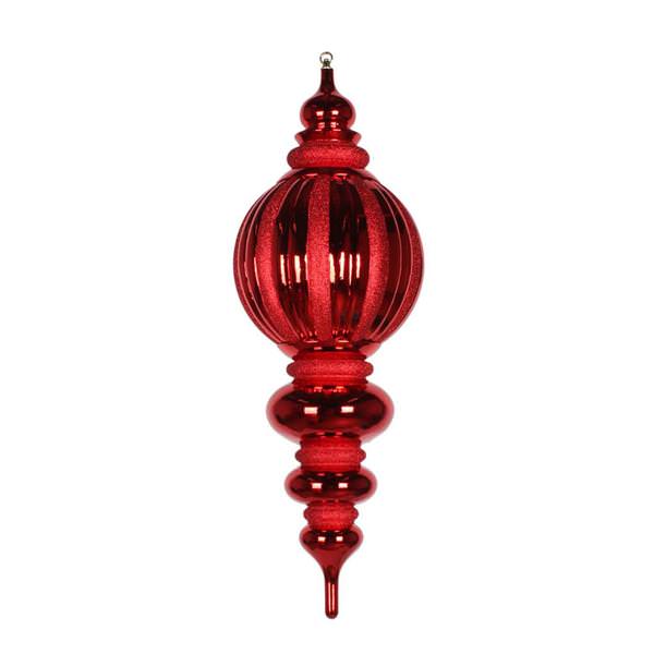 35" Red Shiny Glitter Finial Ornament