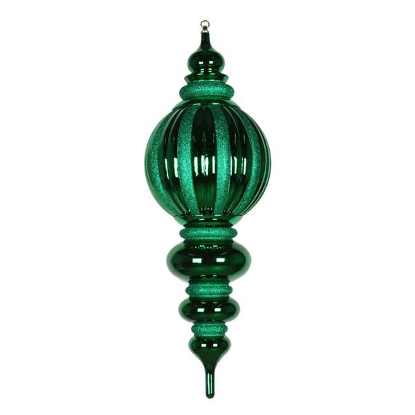 35" Green Shiny Glitter Finial Ornament