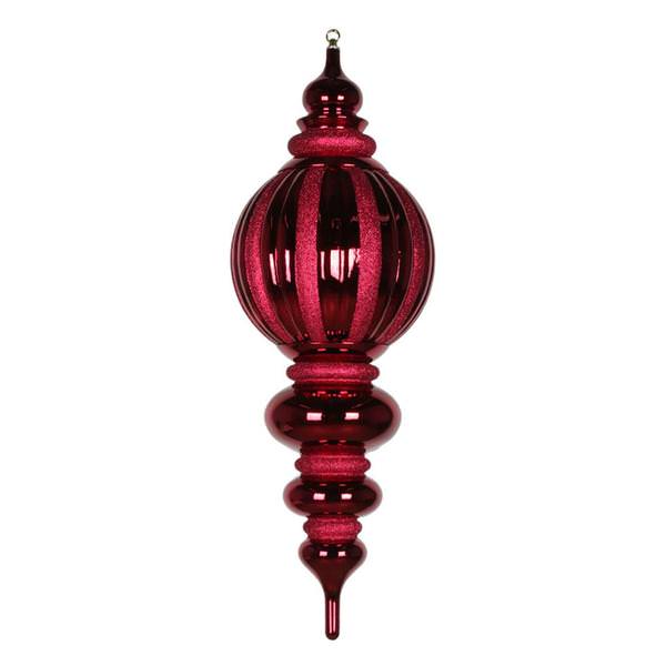 35" Burgundy Shiny Glitter Finial Ornament