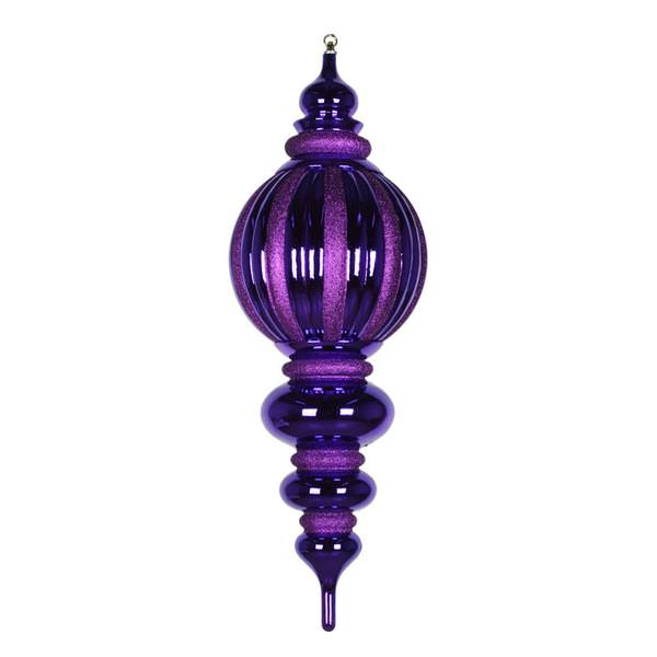 35" Purple Shiny Glitter Finial Ornament