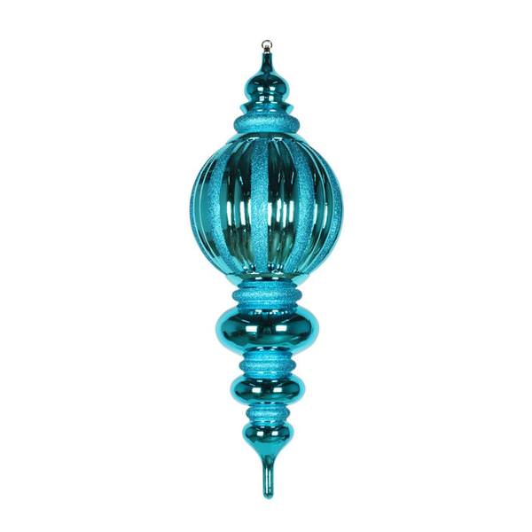 35" Teal Shiny Glitter Finial Ornament