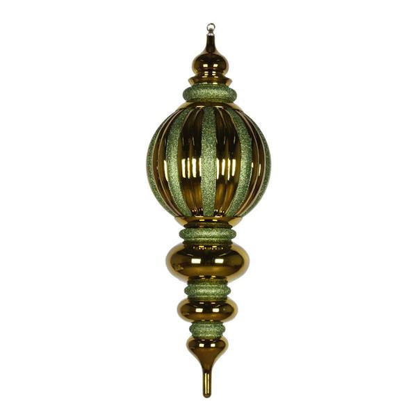 35" Dark Olive Shiny Glitter Finial Ornament