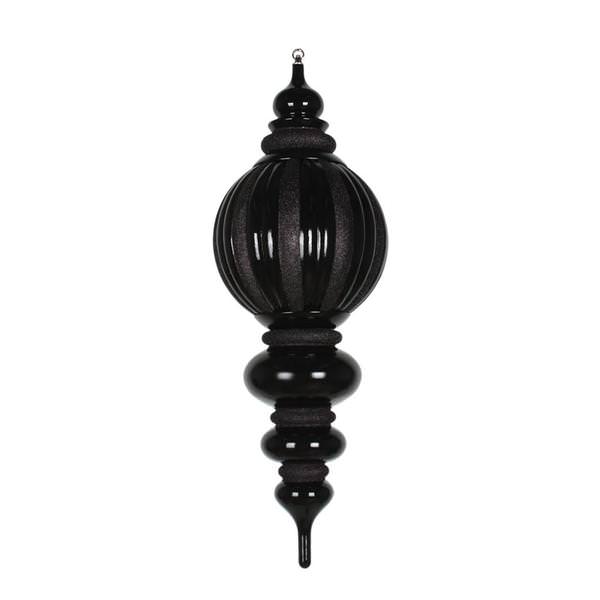 35" Black Shiny Glitter Finial Ornament