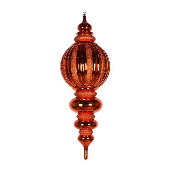35" Burnished Orange Shiny Glitter Finial Ornament