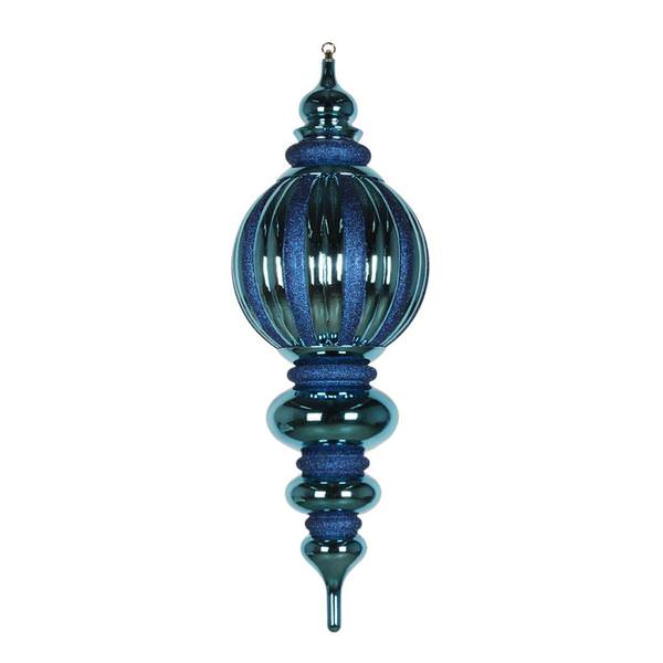 35" Sea Blue Shiny Glitter Finial Ornament