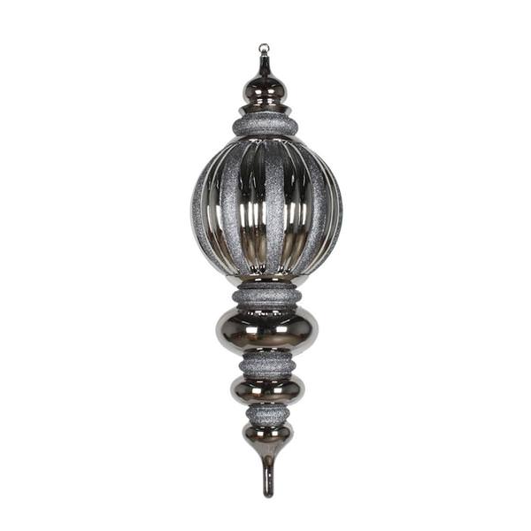 35" Pewter Shiny Glitter Finial Ornament