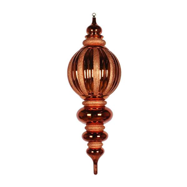 35" Copper Shiny Glitter Finial Ornament