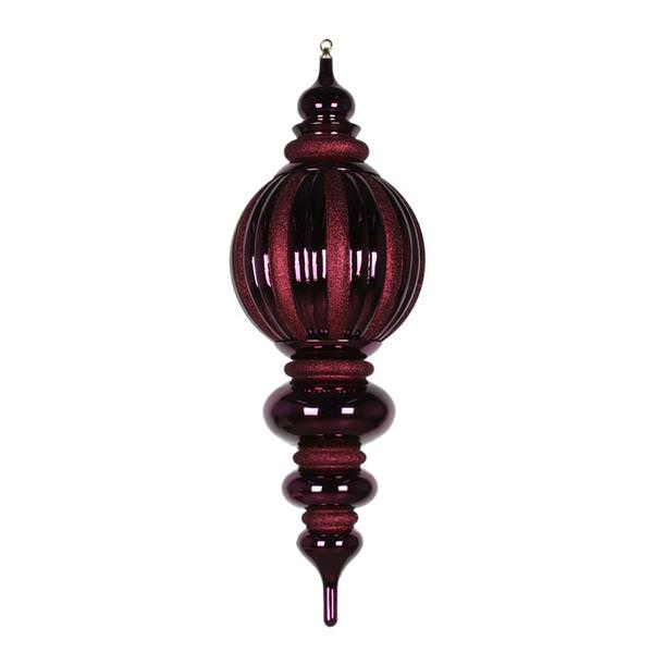 35" Eggplant Shiny Glitter Finial Ornament