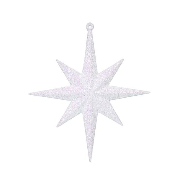 8" White Glitter Bethlehem Star Ornament (4 pack)