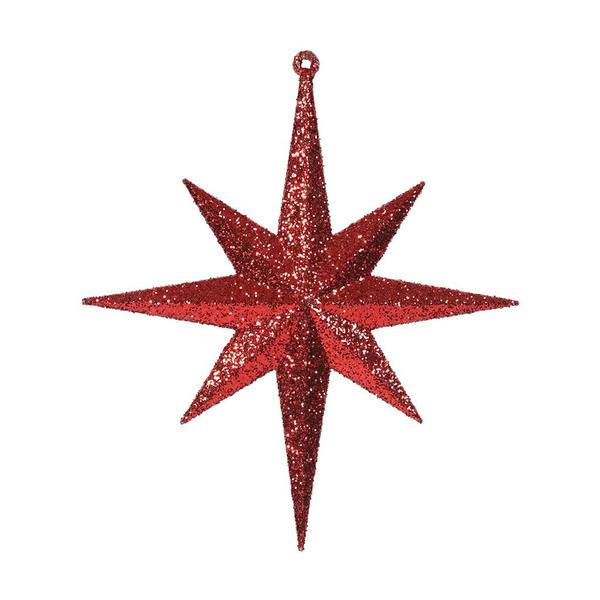 8" Red Glitter Bethlehem Star Ornament (4 pack)