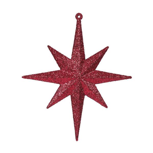 8" Burgundy Glitter Bethlehem Star Ornament (4 pack)