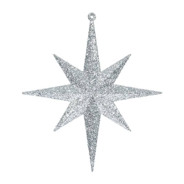 8" Silver Glitter Bethlehem Star Ornament (4 pack)