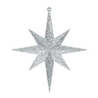 8" Silver Glitter Bethlehem Star Ornament (4 pack)