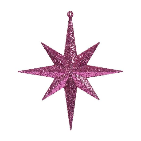 8" Cerise Glitter Bethlehem Star Ornament (4 pack)