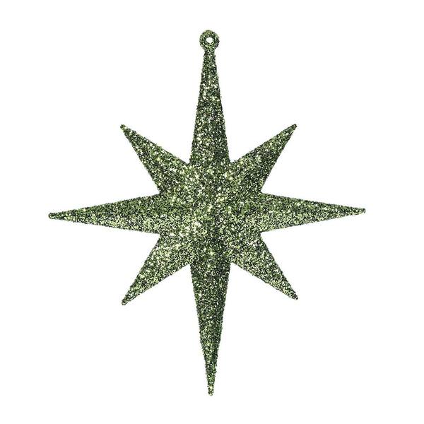 8" Dark Olive Glitter Bethlehem Star Ornament (4 pack)
