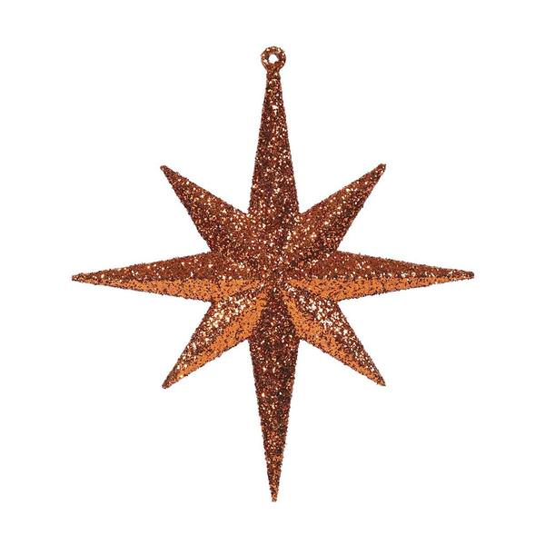 8" Burnished Orange Glitter Bethlehem Star Ornament (4 pack)