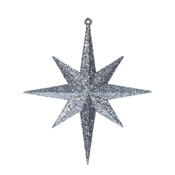 8" Pewter Glitter Bethlehem Star Ornament (4 pack)