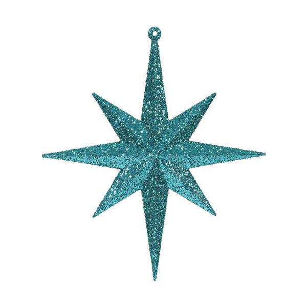 8" Lake Blue Glitter Bethlehem Star Ornament (4 pack)