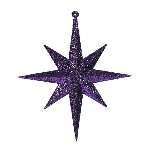 8" Eggplant Glitter Bethlehem Star Ornament (4 pack)