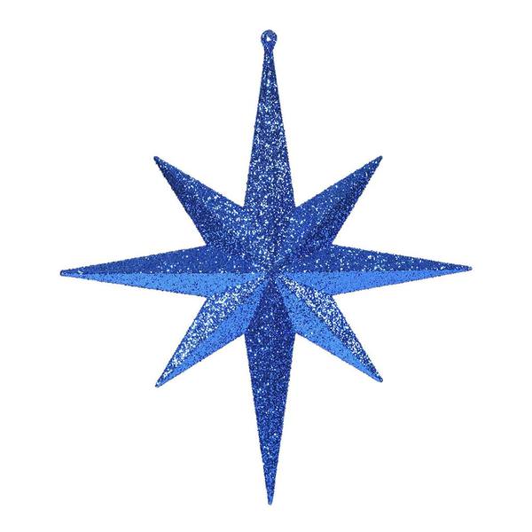 12" Blue Glitter Bethlehem Star Ornament (2 pack)