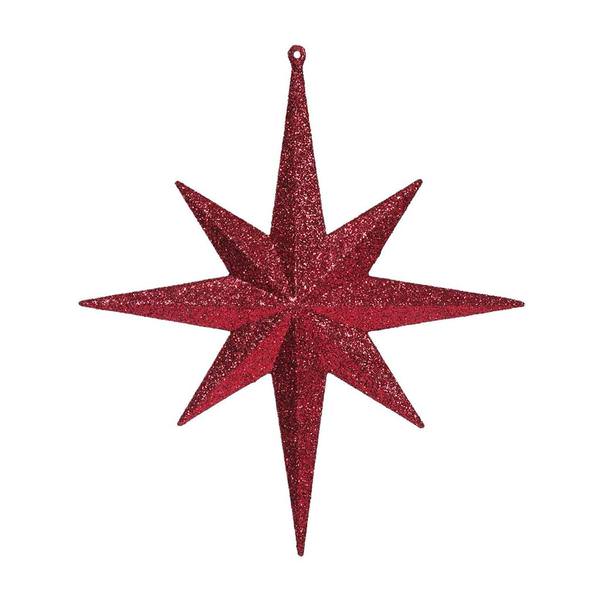 12" Burgundy Glitter Bethlehem Star Ornament (2 pack)