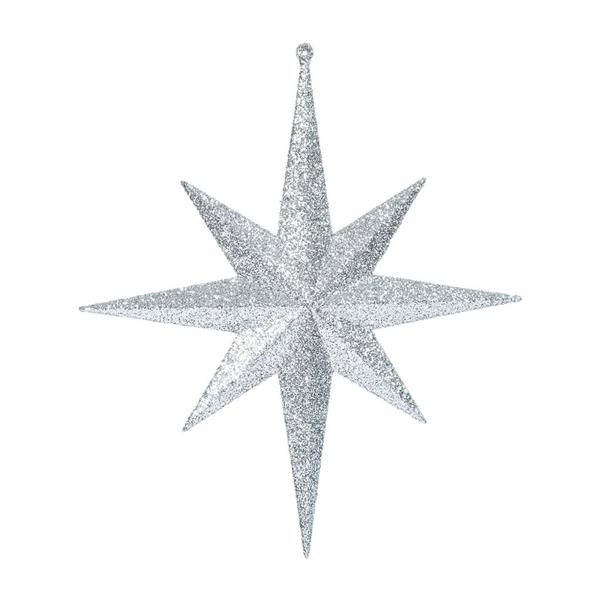 12" Silver Glitter Bethlehem Star Ornament (2 pack)