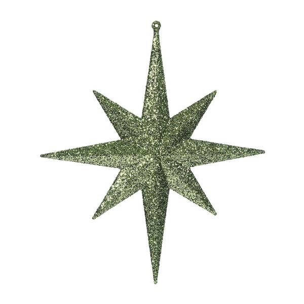 12" Dark Olive Glitter Bethlehem Star Ornament (2 pack)