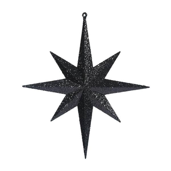 12" Black Glitter Bethlehem Star Ornament (2 pack)