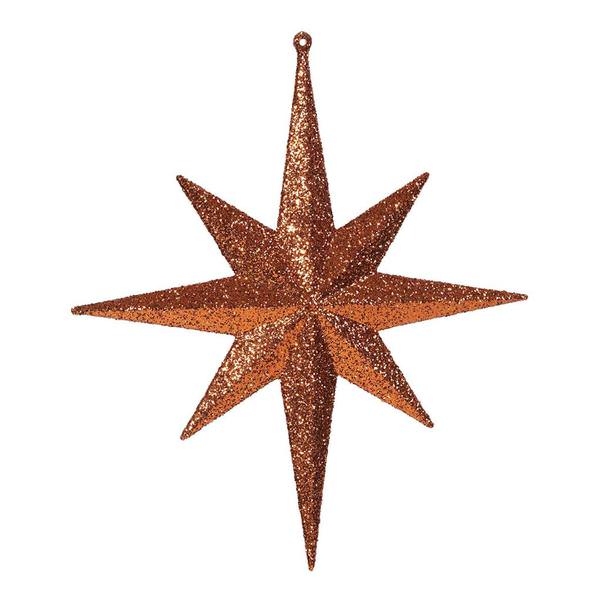 12" Burnished Orange Glitter Bethlehem Star Ornament (2 pack)