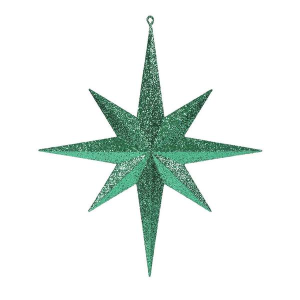 15.75" Green Glitter Bethlehem Star Ornament