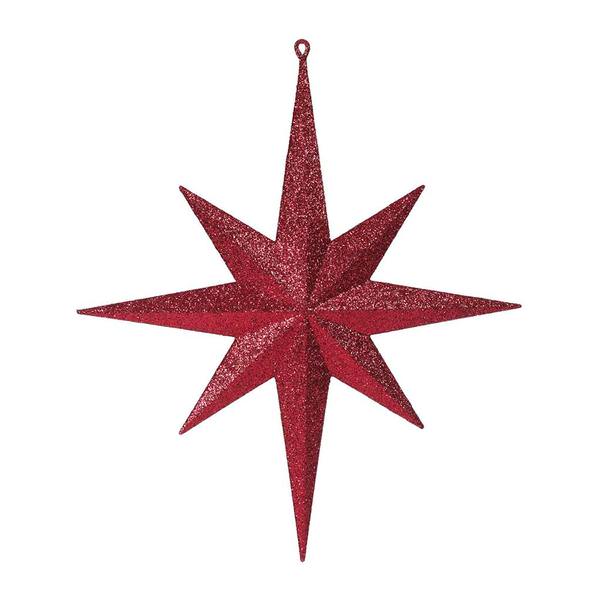 15.75" Burgundy Glitter Bethlehem Star Ornament