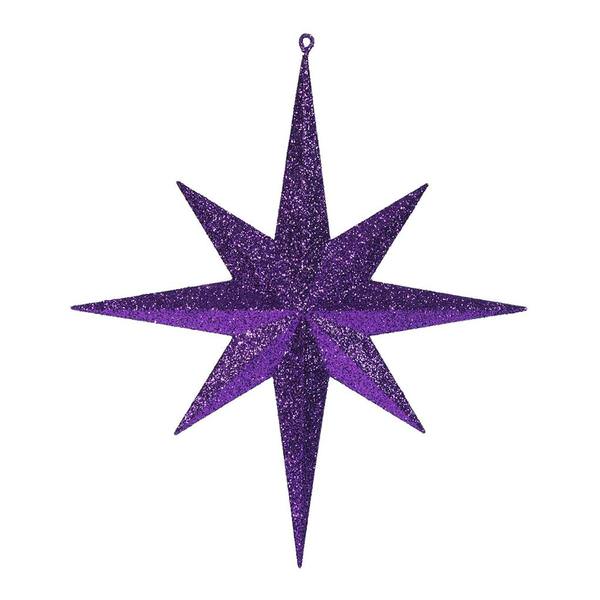 15.75" Purple Glitter Bethlehem Star Ornament