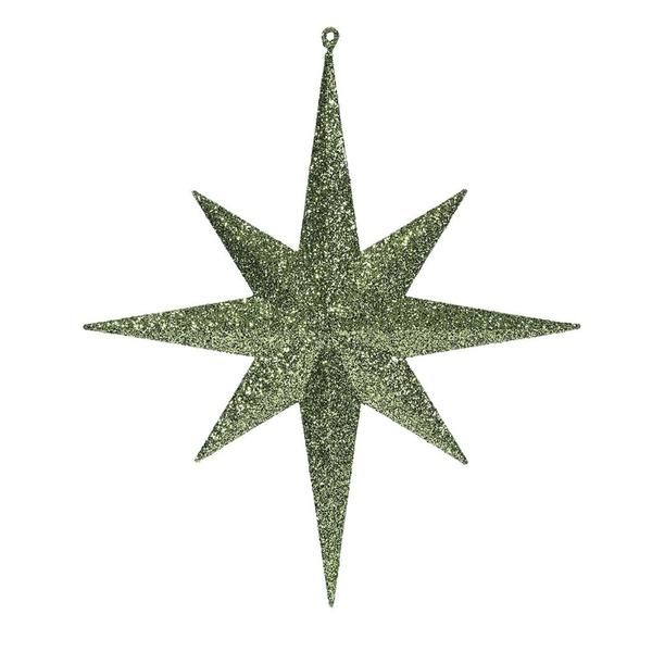 15.75" Dark Olive Glitter Bethlehem Star Ornament