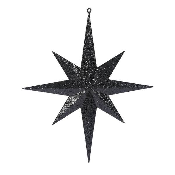 15.75" Black Glitter Bethlehem Star Ornament