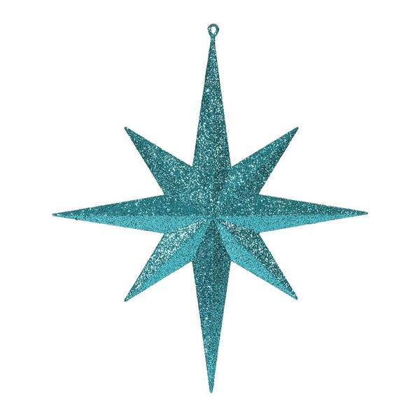 15.75" Lake Blue Glitter Bethlehem Star Ornament