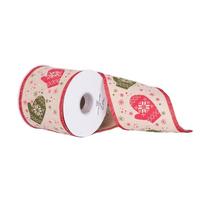 Vickerman 4" x 10Yd Red Green Mitten Natural Jute Wired Ribbon