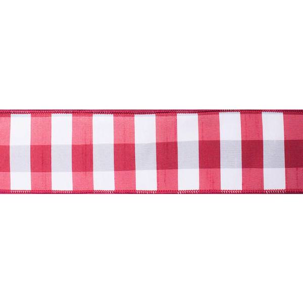 2.5" x 10yd Red White Aspen Check Ribbon