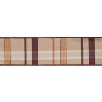 Vickerman 2.5" x 10yd Chocolate Gold Plaid Dupion Wired Ribbon