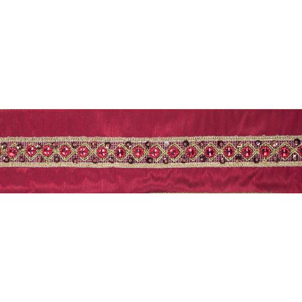 4" x 5Yd Gold Sequin Trim Burgundy Wired Ribbon
