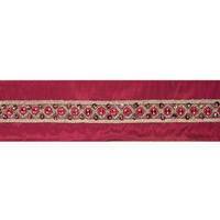 Vickerman 4" x 5Yd Gold Sequin Trim Burgundy Wired Ribbon