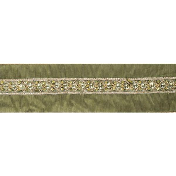 4" x 5Yd Gold Sequin Trim Olive Wired Ribbon