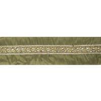 Vickerman 4" x 5Yd Gold Sequin Trim Olive Wired Ribbon