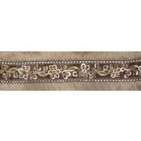 Vickerman 4" x 5Yd Gold Sequin Trim Taupe Wired Ribbon
