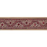 Vickerman 4" x 5Yd Red Gold Stone Trim Dupion Wired Ribbon