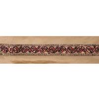 Vickerman 4" x 5Yd Jeweled Floral Trim Gold Dupion Wired Ribbon