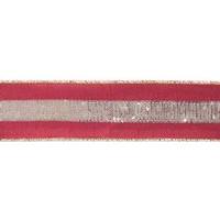 Vickerman 2.5" x 5Yd Burgundy-Gold Sequin Stripe Burgundy Dupion Wired Ribbon