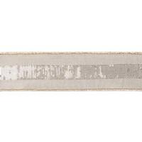 Vickerman 2.5" x 5Yd Gold Sequin Stripe Sage Dupion Wired Ribbon