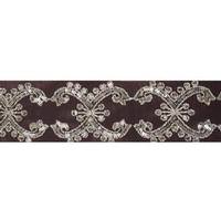 Vickerman 4" x 5Yd Gold Sequin Chocolate Dupion Wired Ribbon